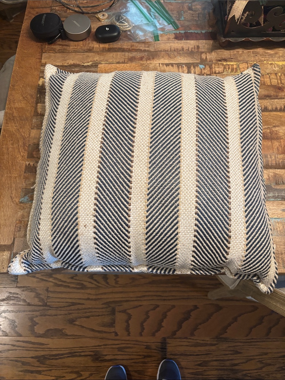 Pottery Barn Indoor/Outdoor 20x20 Pillow Black/White Stripe